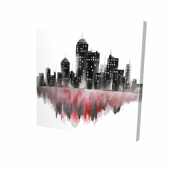 Fondo 16 x 16 in. Red Watercolor Cityscape-Print on Canvas FO2785649